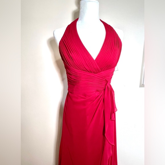 NWT David’s Bridal Halter Long Formal/Ball Prom Dress Gown Red Womens Sz 6 - Picture 3 of 14